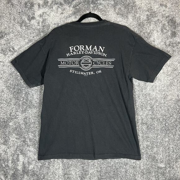 Harley-Davidson Shirt Mens Medium Black Harleys Heroes DAV Graphic Stillwater OK - Picture 2 of 11